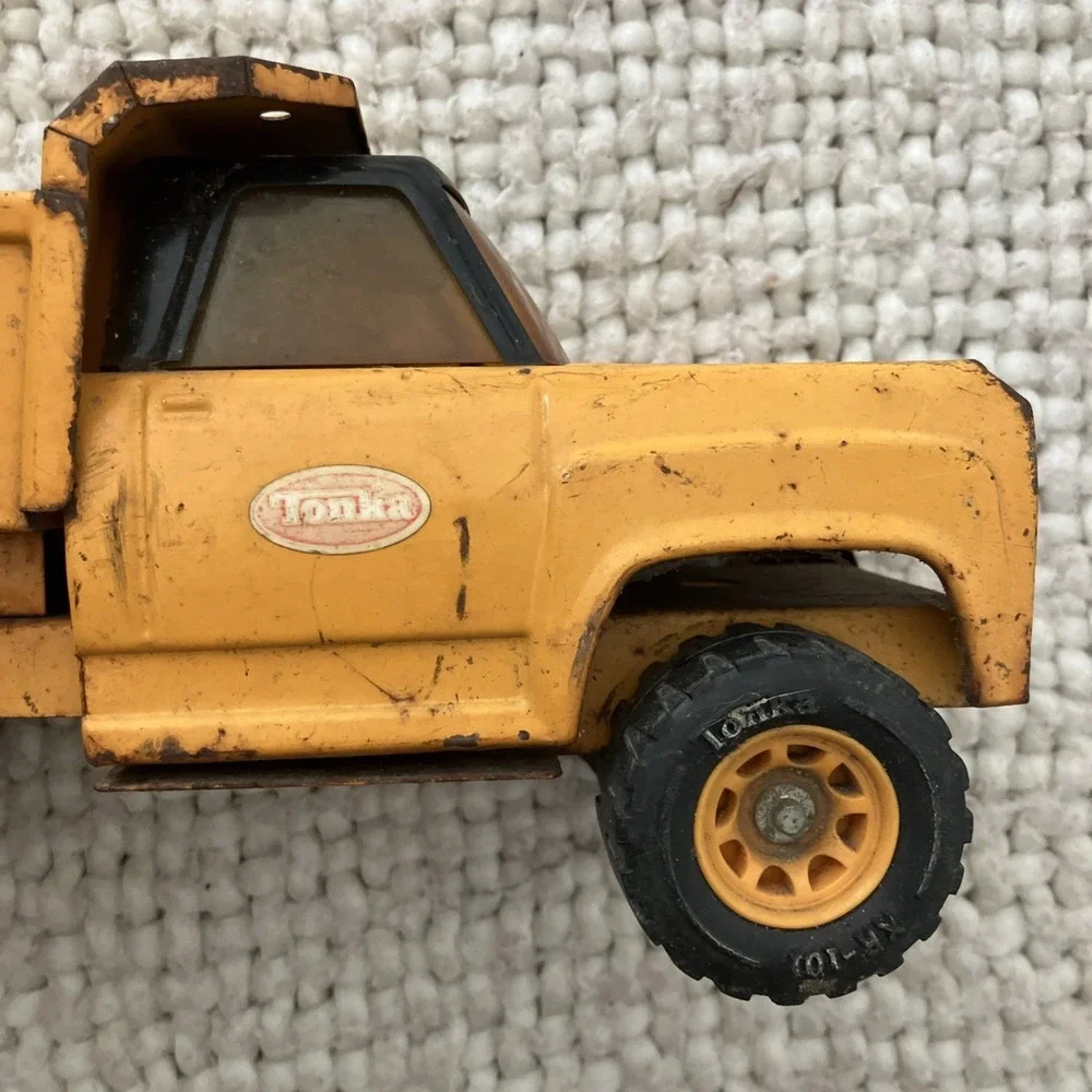 Vintage‎ Tonka Dump Truck With Trailer 1960's Pressed Steel Yellow Distressed
